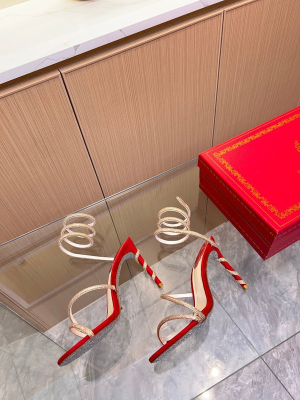 RC Heavy Industry Snake-Shape Red Gold Silk Creole Rhinestones 251009