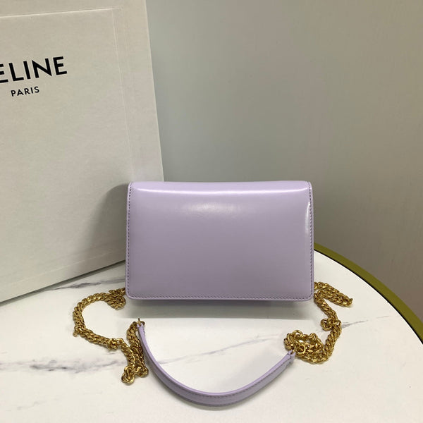 WALLET ON CHAIN MARGO 19 IN LIGHT LILAC SMOOTH CALFSKIN GOLD HARDWARE