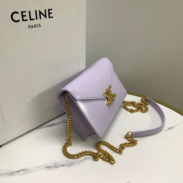 WALLET ON CHAIN MARGO 19 IN LIGHT LILAC SMOOTH CALFSKIN GOLD HARDWARE