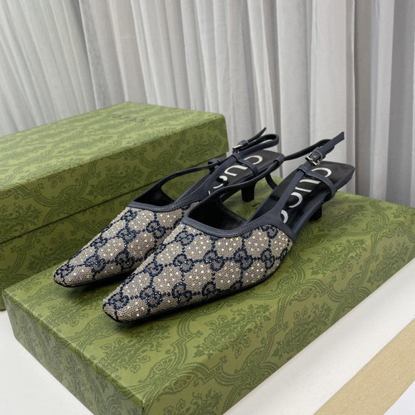 décolleté con cinturino posteriore 40 in tela beige e blu