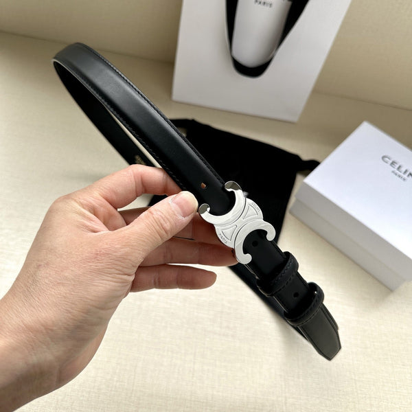 Medium Triomphe Belt 25mm Black Calfskin Shw