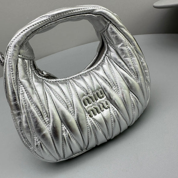 MINI HOBO 17 BAG IN SILVER SHEEPSKIN