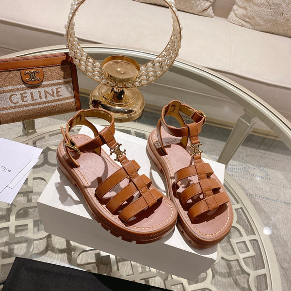 CL Clea Triomphe Gladiator Sandal 40mm Tan Calfskin 600377
