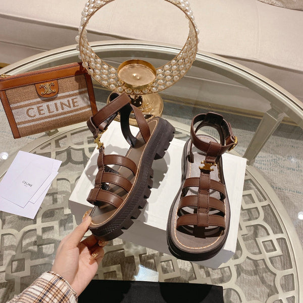CL Clea Triomphe Gladiator Sandal 40mm Brown Calfskin 600375