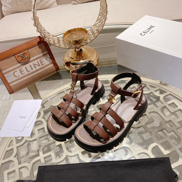 CL Clea Triomphe Gladiator Sandal 40mm Brown Calfskin 600375