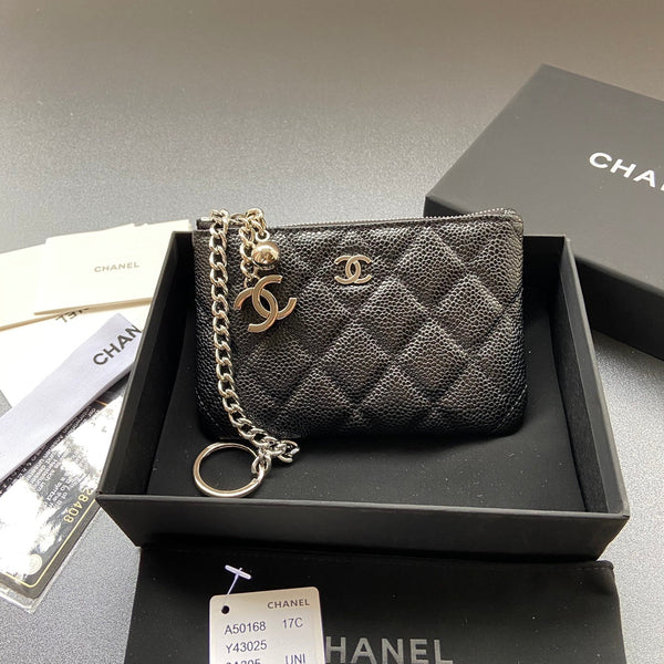 CC A50168 Keyring Cardholder Black Caviar Sliver Steel 229707