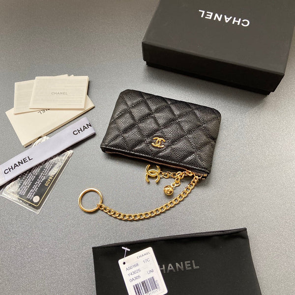 CC A50168 Keyring Cardholder Black Caviar GHW 229709