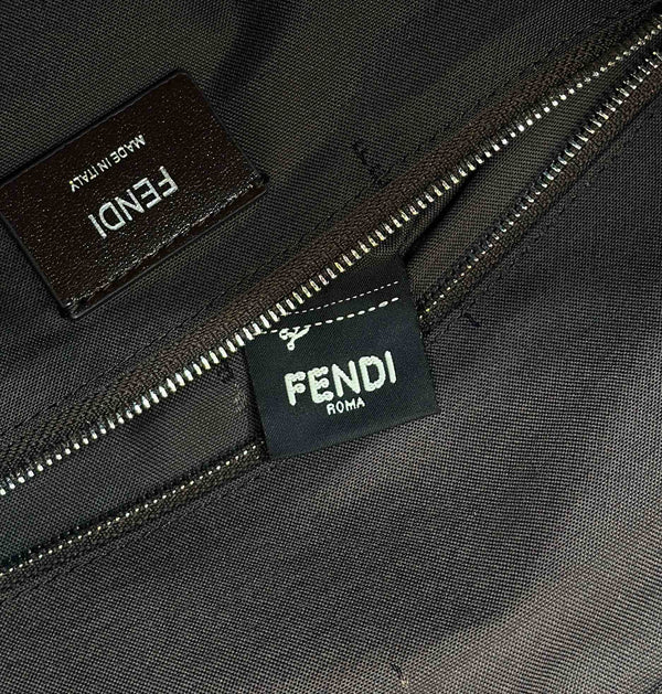 ZAINO FENDI STRIKE 41 MEDIUM FF IN TESSUTO JACQUARD MARRONE MOCHA