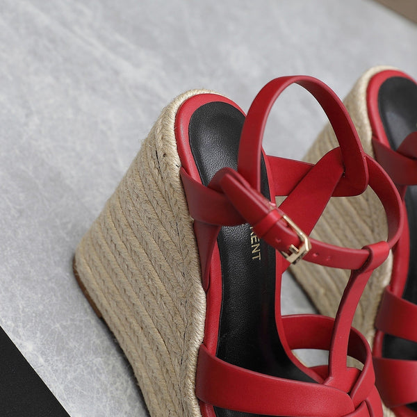 SANDALI CON ZEPPA SL TRIBUTE IN PELLE DI VITELLO ROSSA
