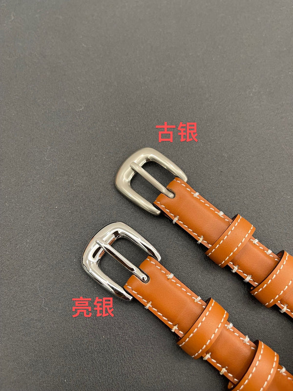 CL SMALL 18 MM TRIOMPHE BELT IN TAURILLON BRONZE BROWN LEATHER SILVER HARDWARE