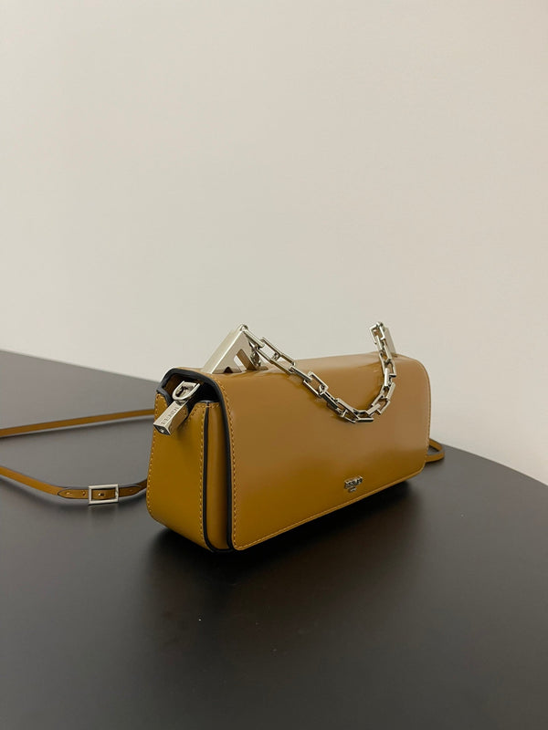 FENDI MINI FIRST SIGHT 23 BAG IN COPPER BROWN CALFSKIN WITH SILVER HARDWARE