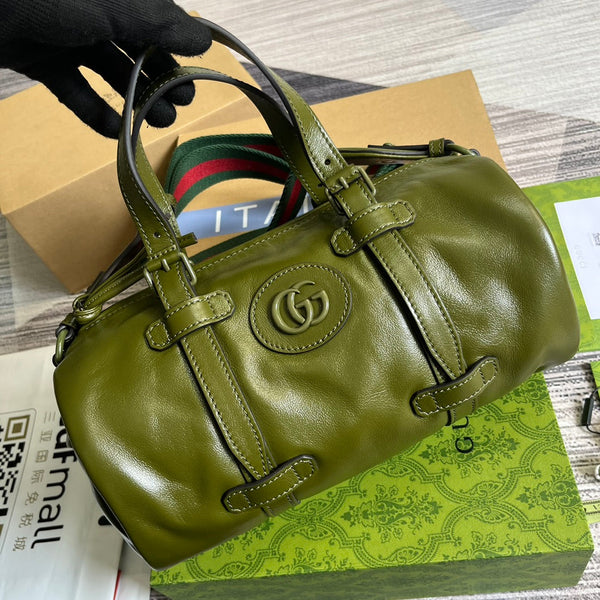GG SMALL 28 DUFFLE BAG IN GREEN MOSS SOLF CALFSKIN