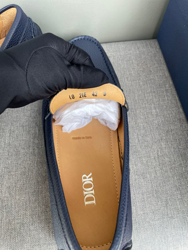 CD JUAL ICON BUCKLE LOAFER NAVY GRAINED CALFSKIN