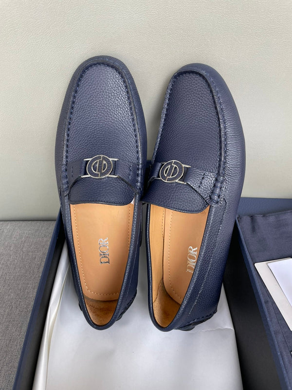 CD JUAL ICON BUCKLE LOAFER NAVY GRAINED CALFSKIN