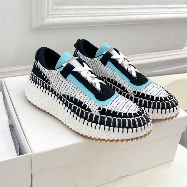 CHLOÉ NAMA SNEAKER IN BLACK MIX COLORFUL SPECIAL FABRIC