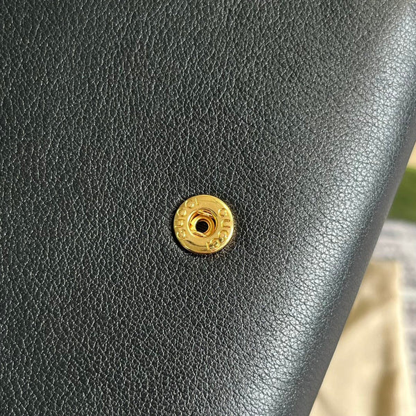 BLONDIE INTERLOCK MINI SHOULDER BAG 12 IN BLACK CALFSKIN GOLD CHAIN