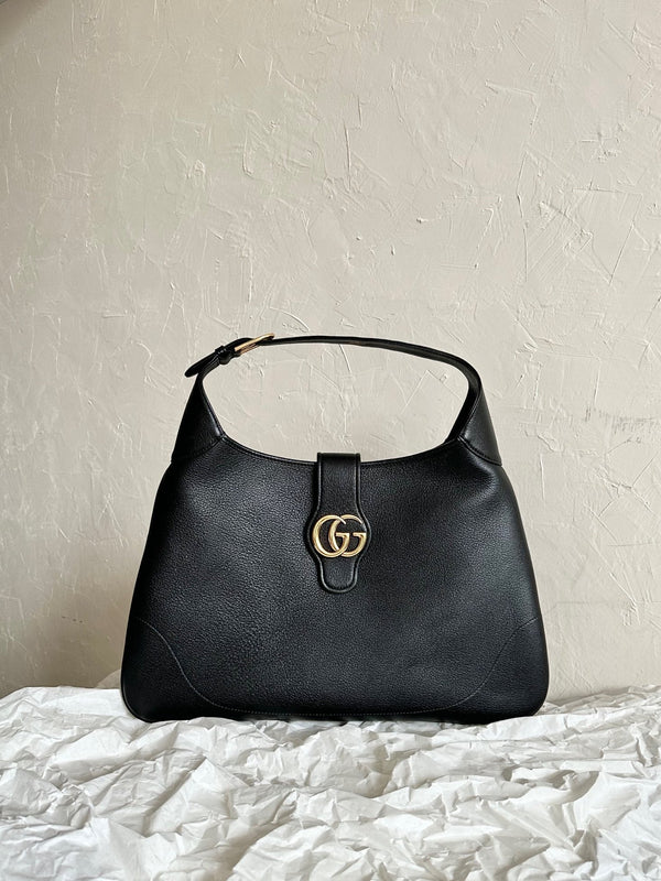 BORSA A SPALLA APHRODITE LARGE 47 IN PELLE DI VITELLO NERA