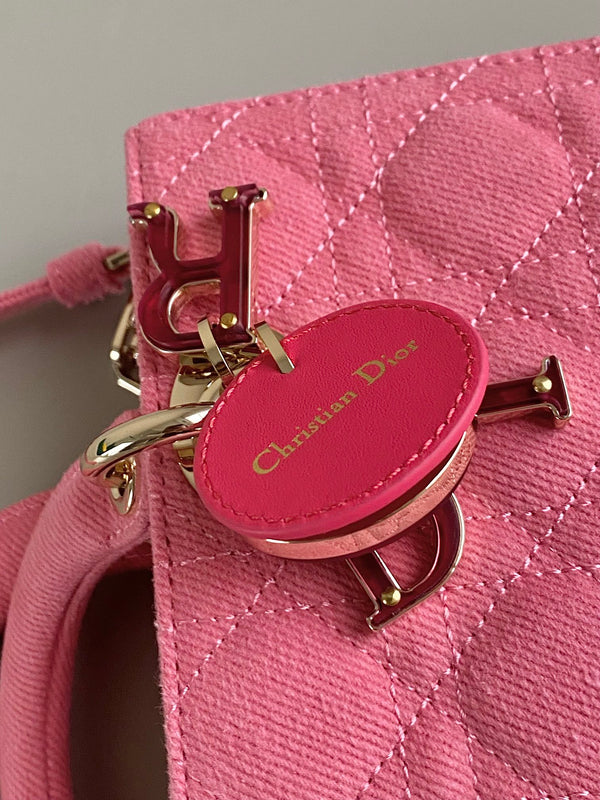 BORSA D-JOY 22 IN DENIM MACROCANNAGE ROSA SCURO