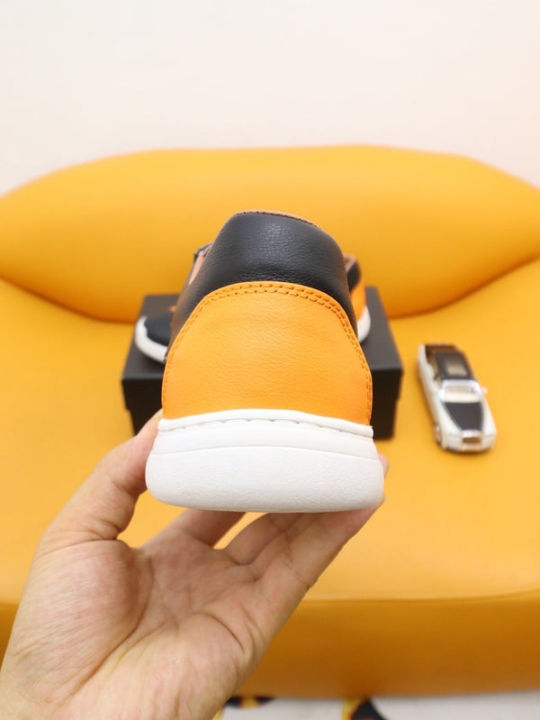 PRA SNEAKER IN BLACK MIX AMBER YELLOW SHEEPSKIN