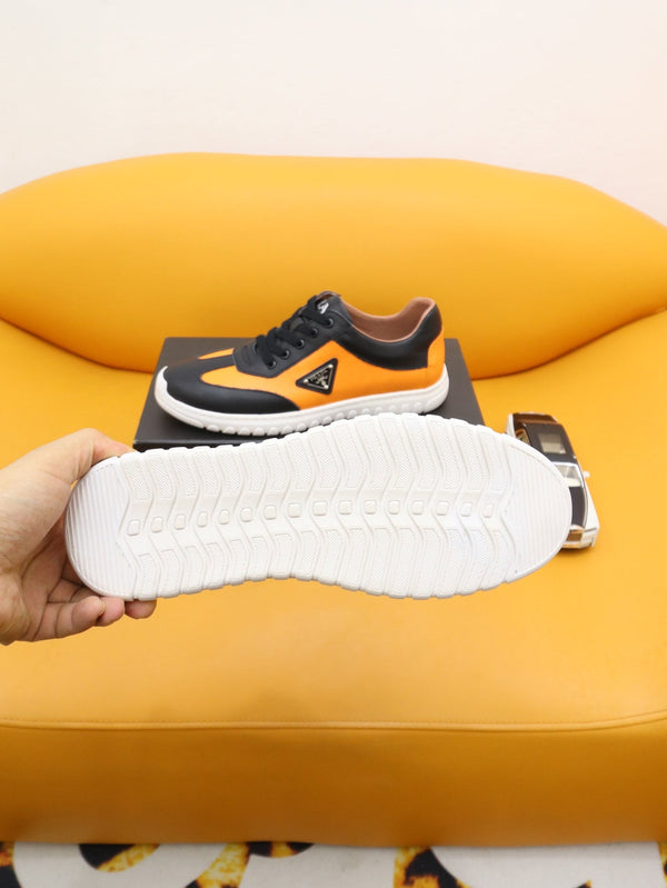 PRA SNEAKER IN BLACK MIX AMBER YELLOW SHEEPSKIN