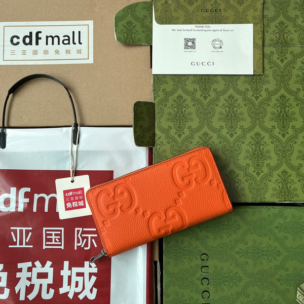 PORTAFOGLIO FULL-ZIP 19 IN PELLE DI VITELLO GOFFRATA ARANCIONE