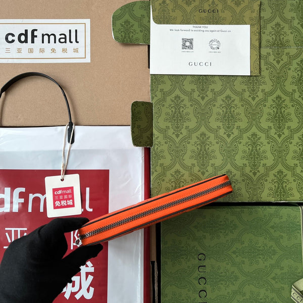 PORTAFOGLIO FULL-ZIP 19 IN PELLE DI VITELLO GOFFRATA ARANCIONE