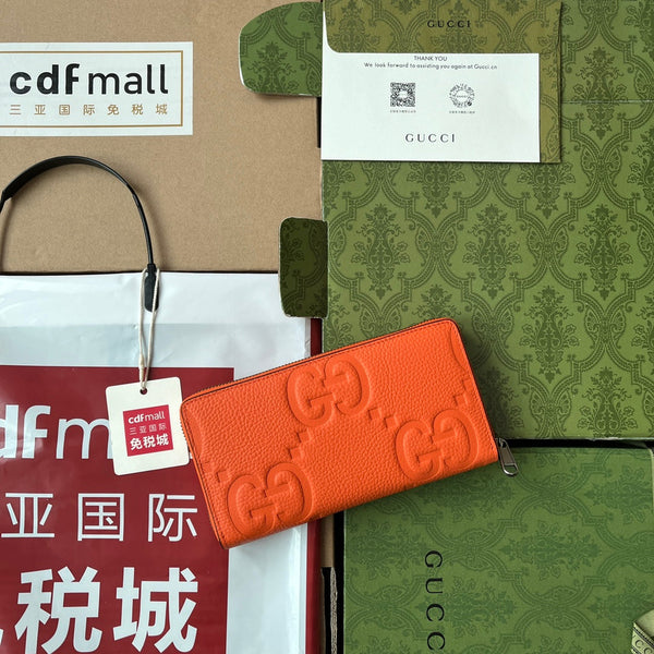 PORTAFOGLIO FULL-ZIP 19 IN PELLE DI VITELLO GOFFRATA ARANCIONE