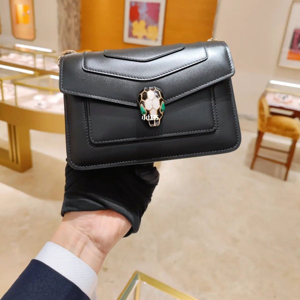 BVL Serpenti Forever Shoulder Bag 19cm Black Calfskin GHW 188654