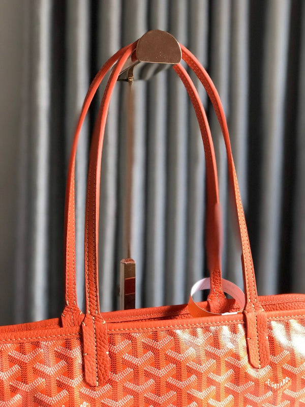 HARDY PM BAG 40 IN ORANGE GOYARDINE CANVAS AND TAURILLON LEATHER TRIM
