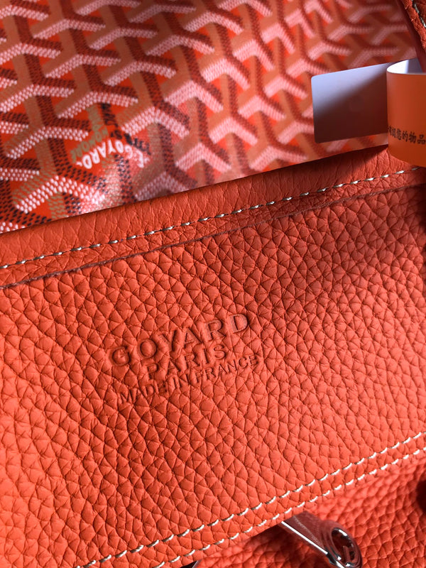 HARDY PM BAG 40 IN ORANGE GOYARDINE CANVAS AND TAURILLON LEATHER TRIM