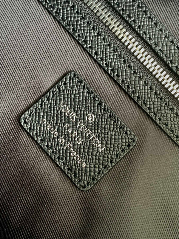 LV The Weekend Tote Bag 43cm Black Monogram Canvas & Taïga Leather