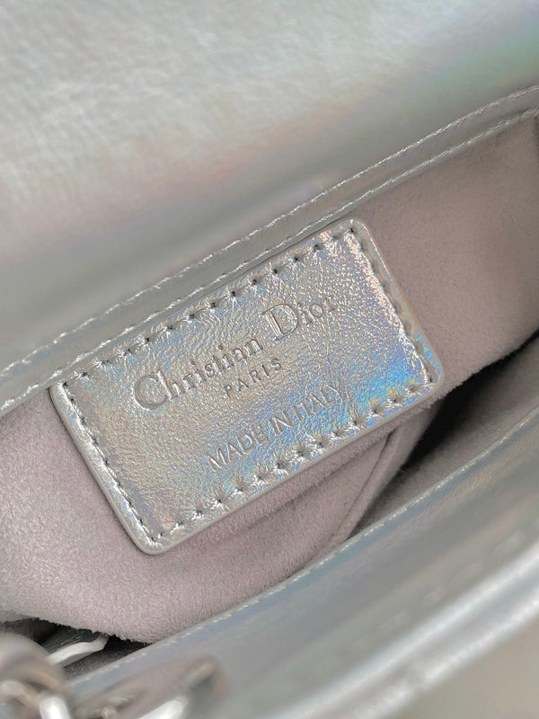 BORSA MICRO LADY 12 IN PELLE DI AGNELLO ARGENTO