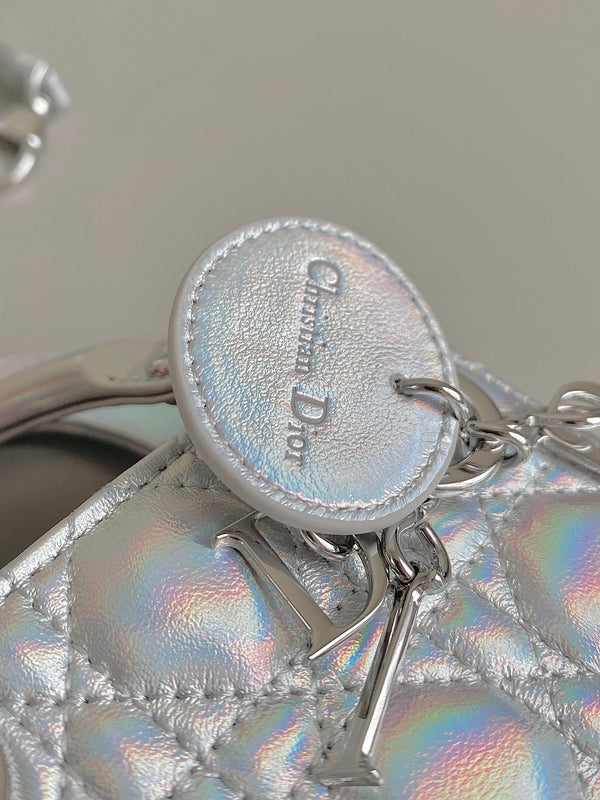 BORSA MICRO LADY 12 IN PELLE DI AGNELLO ARGENTO