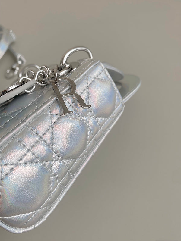 BORSA MICRO LADY 12 IN PELLE DI AGNELLO ARGENTO