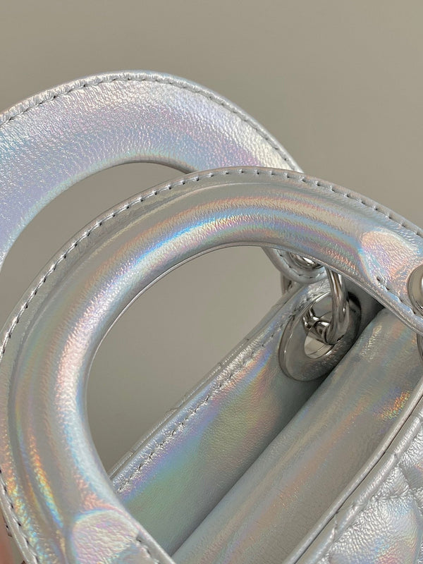 BORSA MICRO LADY 12 IN PELLE DI AGNELLO ARGENTO