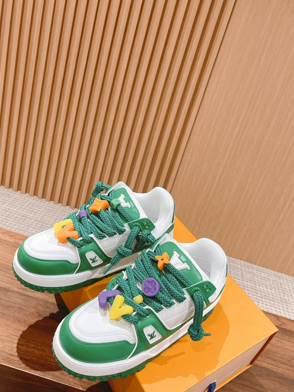 LV Trainer Maxi Sneaker White Mix Green Calfskin
