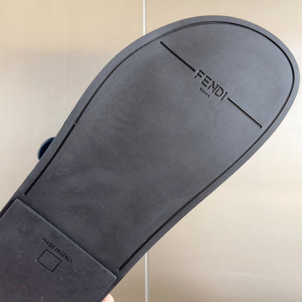 FENDI BAGUETTE DAD SANDALS IN CERULEAN BLUE CALFSKIN