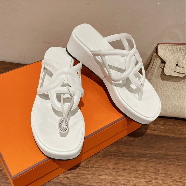 HM Gipsy Platform Thong in pelle di pecora bianca 349417