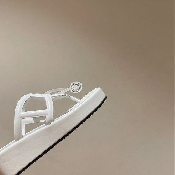 HM Gipsy Platform Thong in pelle di pecora bianca 349417