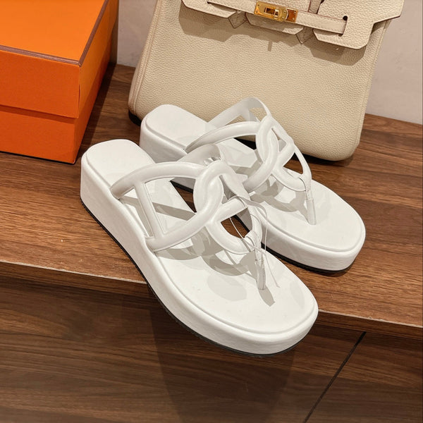 HM Gipsy Platform Thong in pelle di pecora bianca 349417