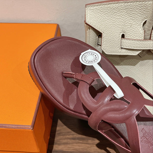 HM Gipsy Platform Thong in pelle di pecora rossa 349420