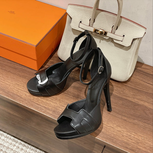 H - CLASSIC SANDAL 125 BLACK LAMBSKIN