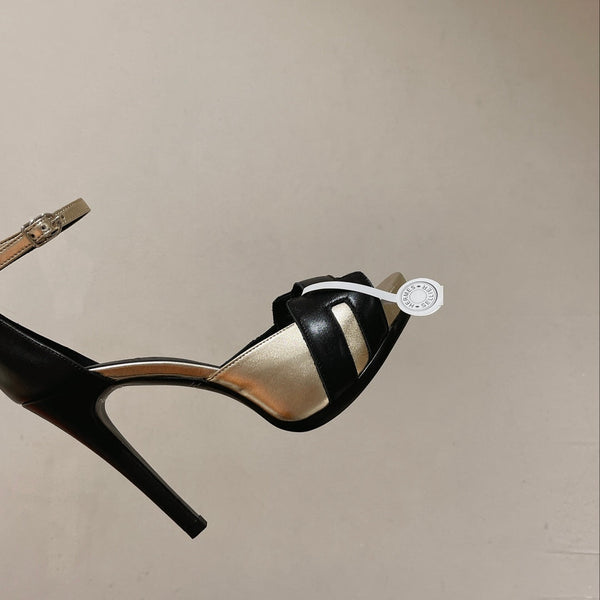 H - SANDALO CLASSICO 125 NERO MIX ARGENTO PELLE DI AGNELLO