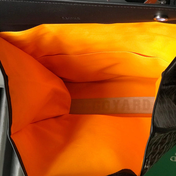 ZAINO SAINT LÉGER 35 IN TELA GOYARDINE E PELLE DI VITELLO COLOR MARRONE MIX NERO CON PATCH CARTONI ANIMATI