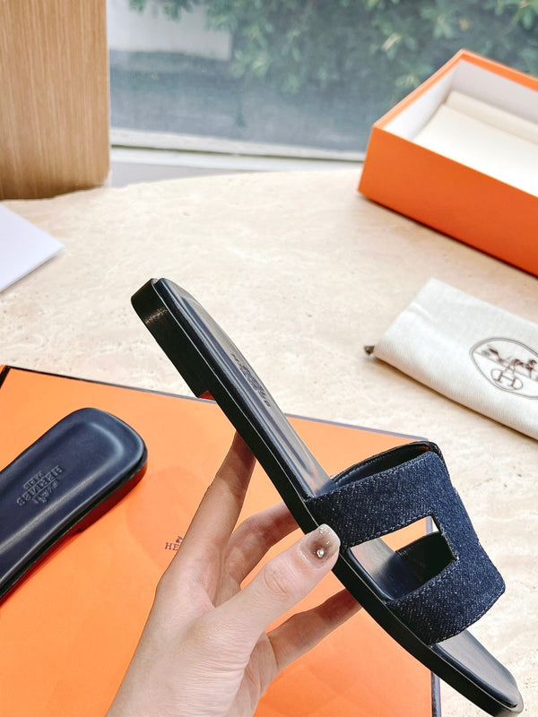 HM 25 Oran Sandal Dark Blue Calfskin Denim