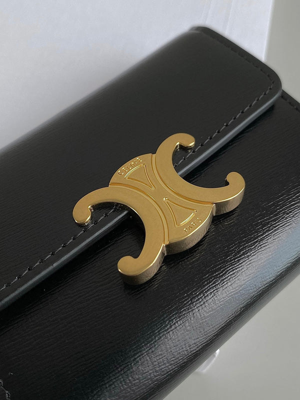 PORTAFOGLIO TRIPHOME 9 DUE IN UNO IN PELLE DI VITELLO NERA