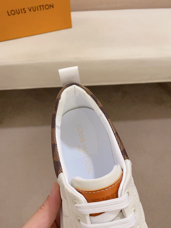 LV TRAINER SNEAKER WHITE DAMIER JACQUARD AND CALFSKIN