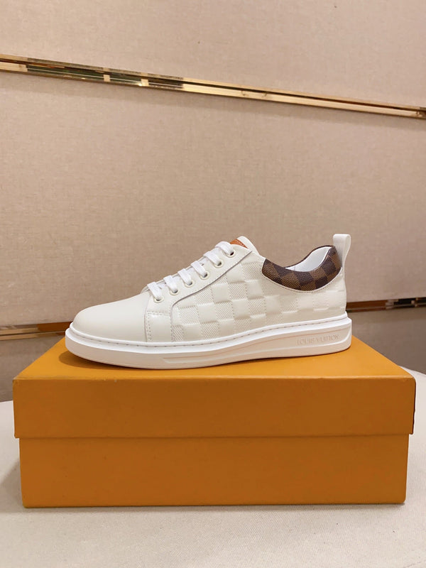 LV TRAINER SNEAKER WHITE DAMIER JACQUARD AND CALFSKIN