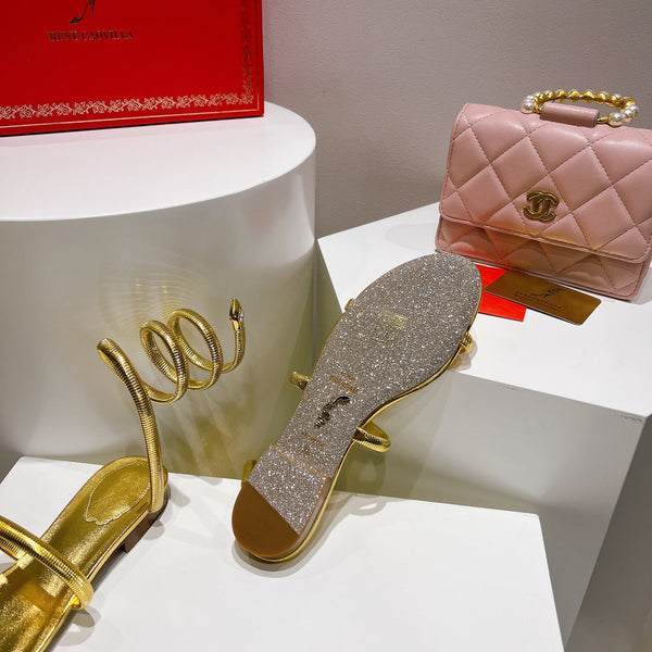 Sandalo Juniper in pelle di pecora metallizzata oro 15 mm 108364