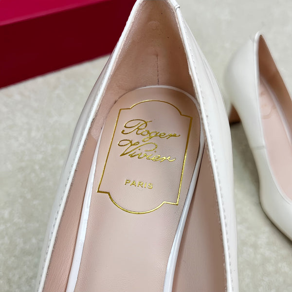 Belle Viv Edition Metal Buckle Pumps 65 White Patent Leather